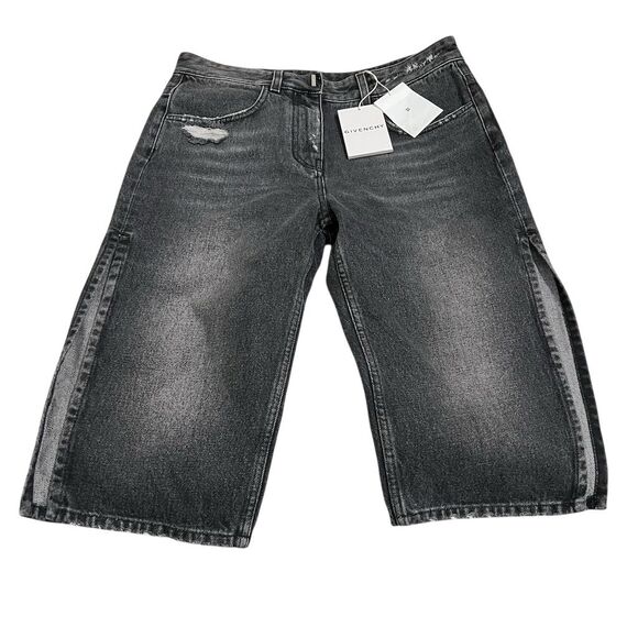 Givenchy Women's Distressed Gray Denim Bermuda Shorts Size 29 - Picture 3 of 15